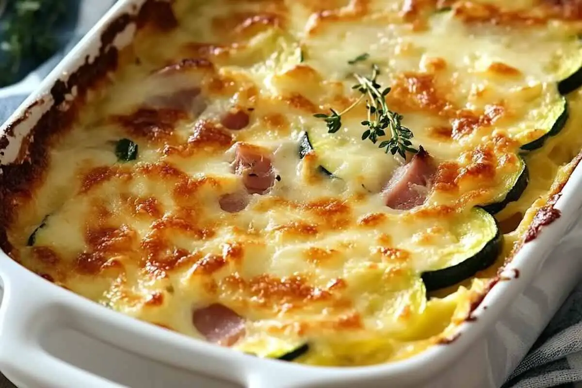 Gratin de courgettes et jambon maison