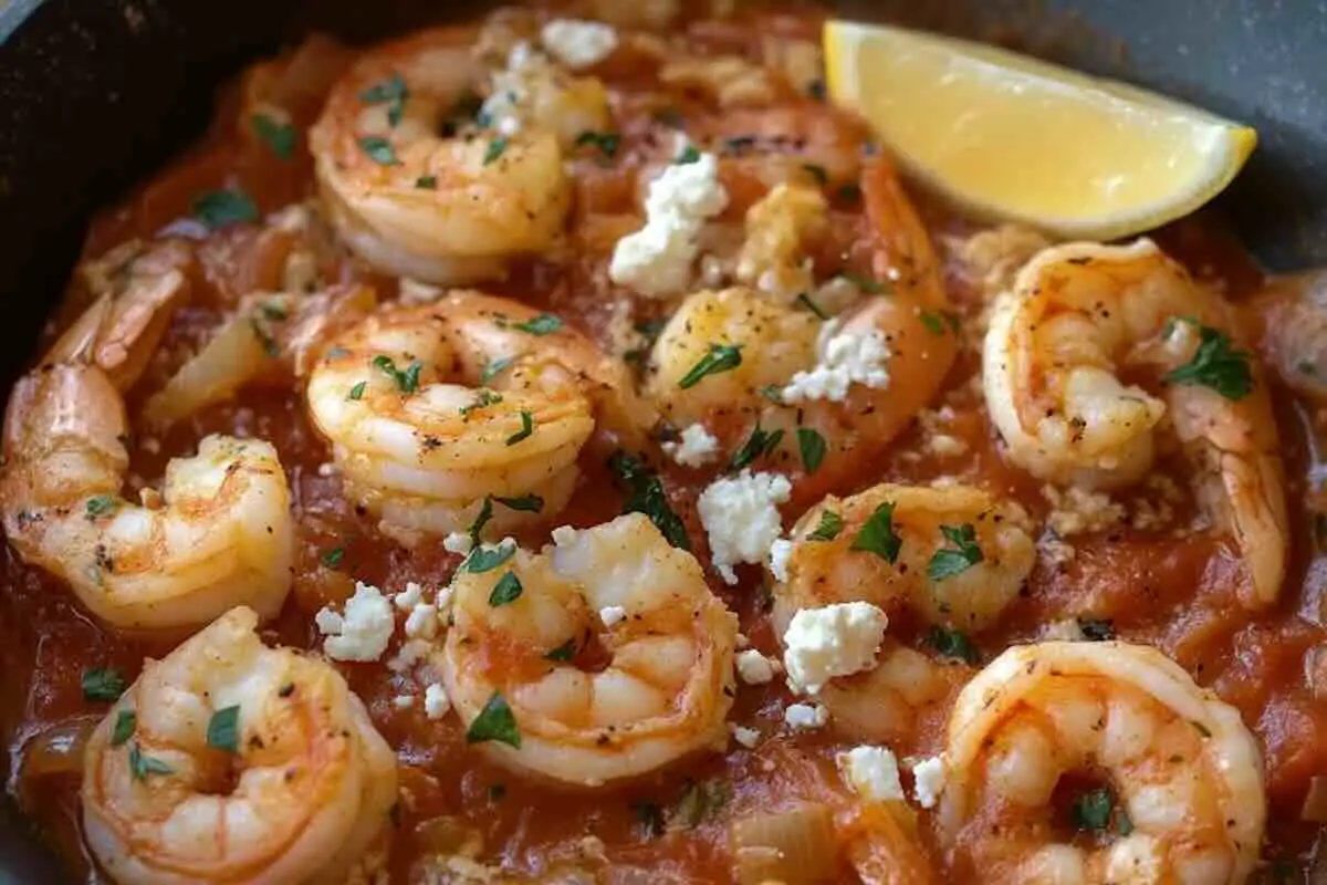 Crevettes Saganaki à la sauce tomate épicée