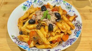 Penne au thon et aubergines