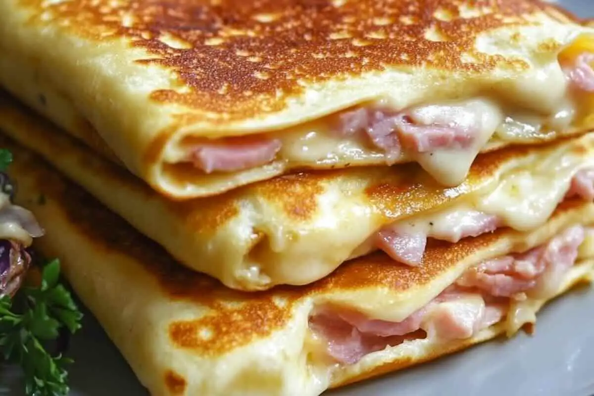 Crêpes salées au jambon et fromage fondant