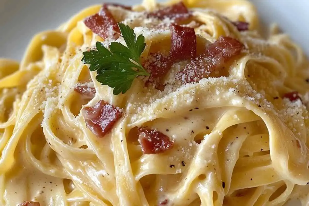 Tagliatelles à la carbonara express